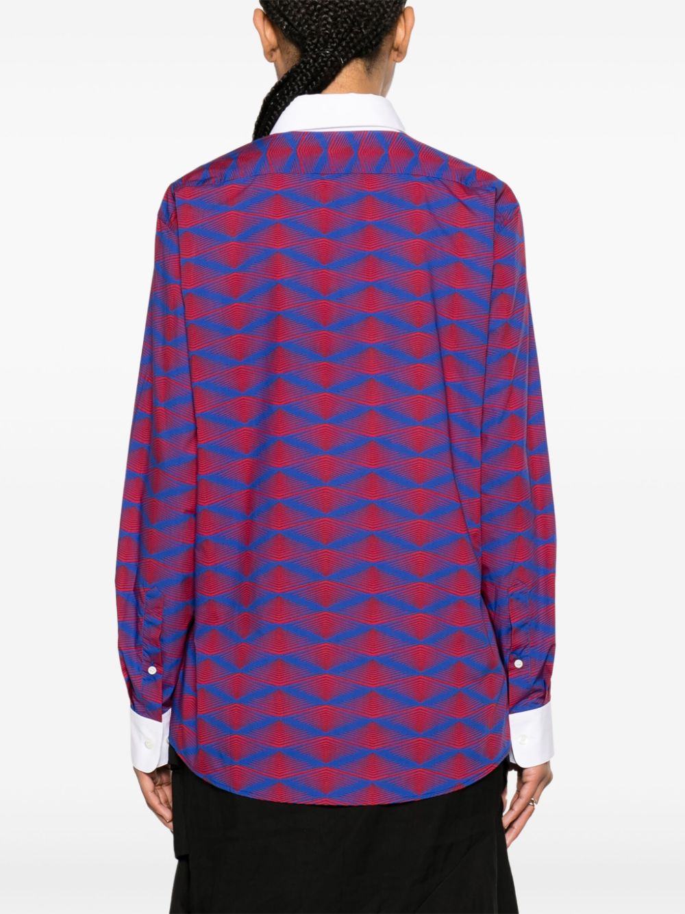 Shop Dries Van Noten Geometric-print Cotton Shirt In Blue