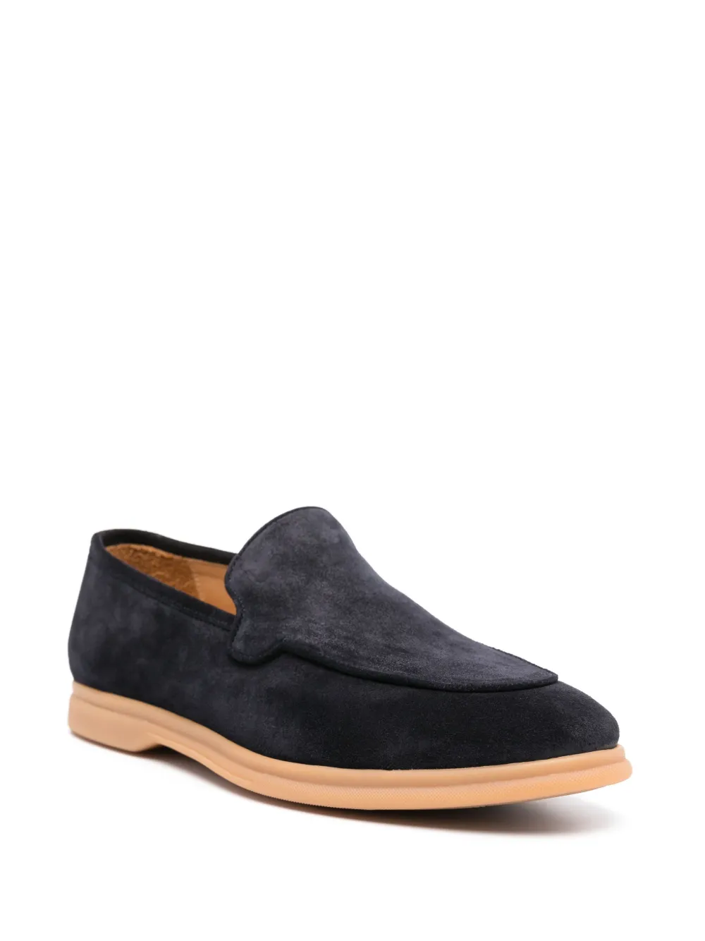 Eleventy logo-debossed suede loafers Blue