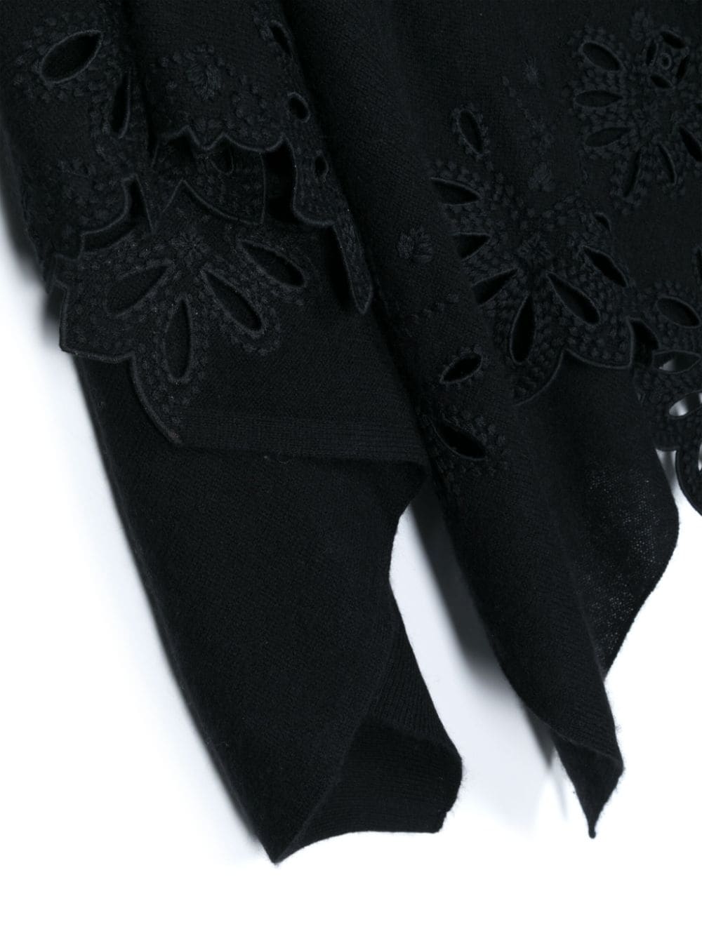 Shop Ermanno Scervino Broderie Anglaise Cashmere Stole In Black