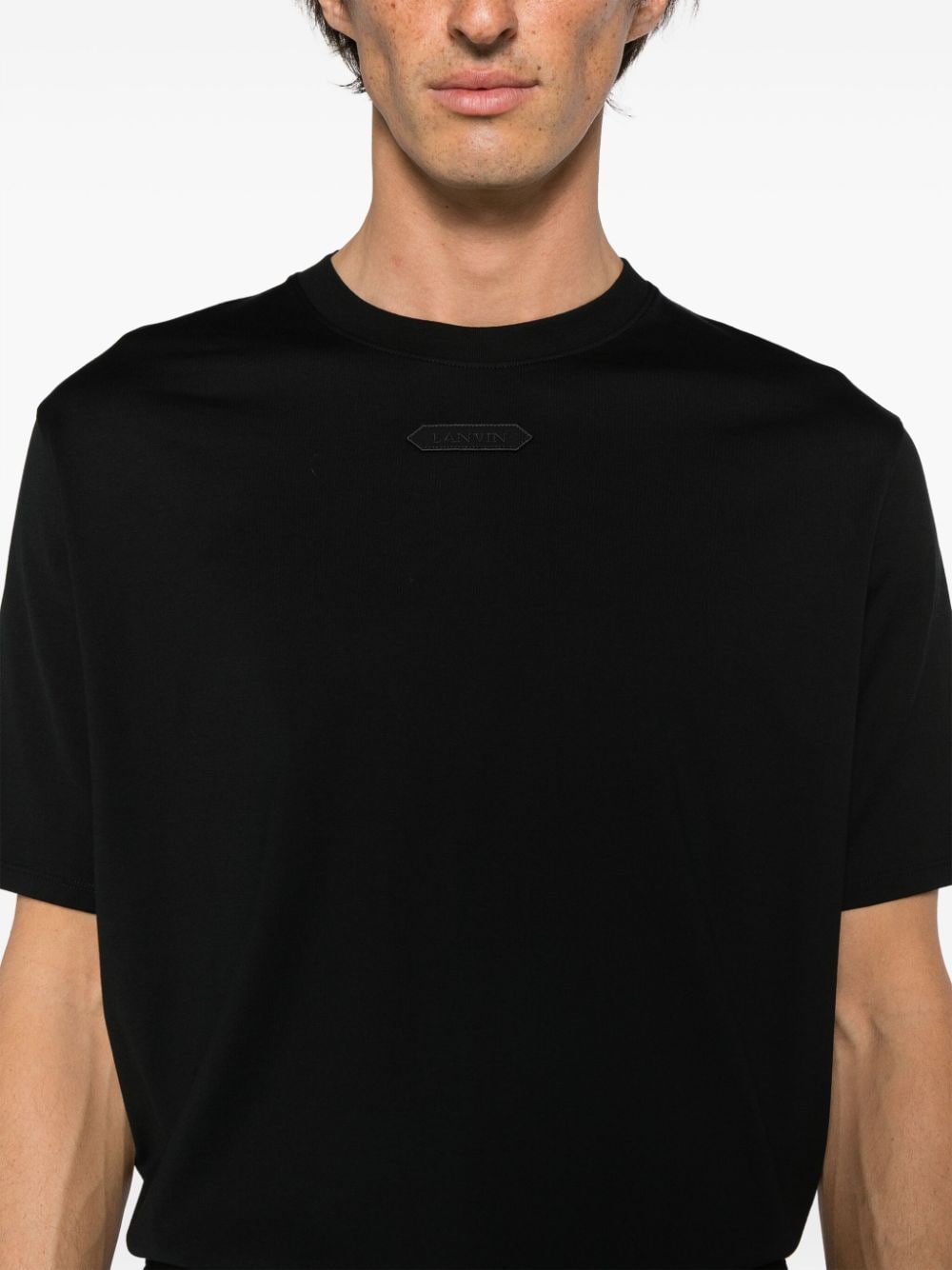 Shop Lanvin Logo-appliqué Cotton T-shirt In Black