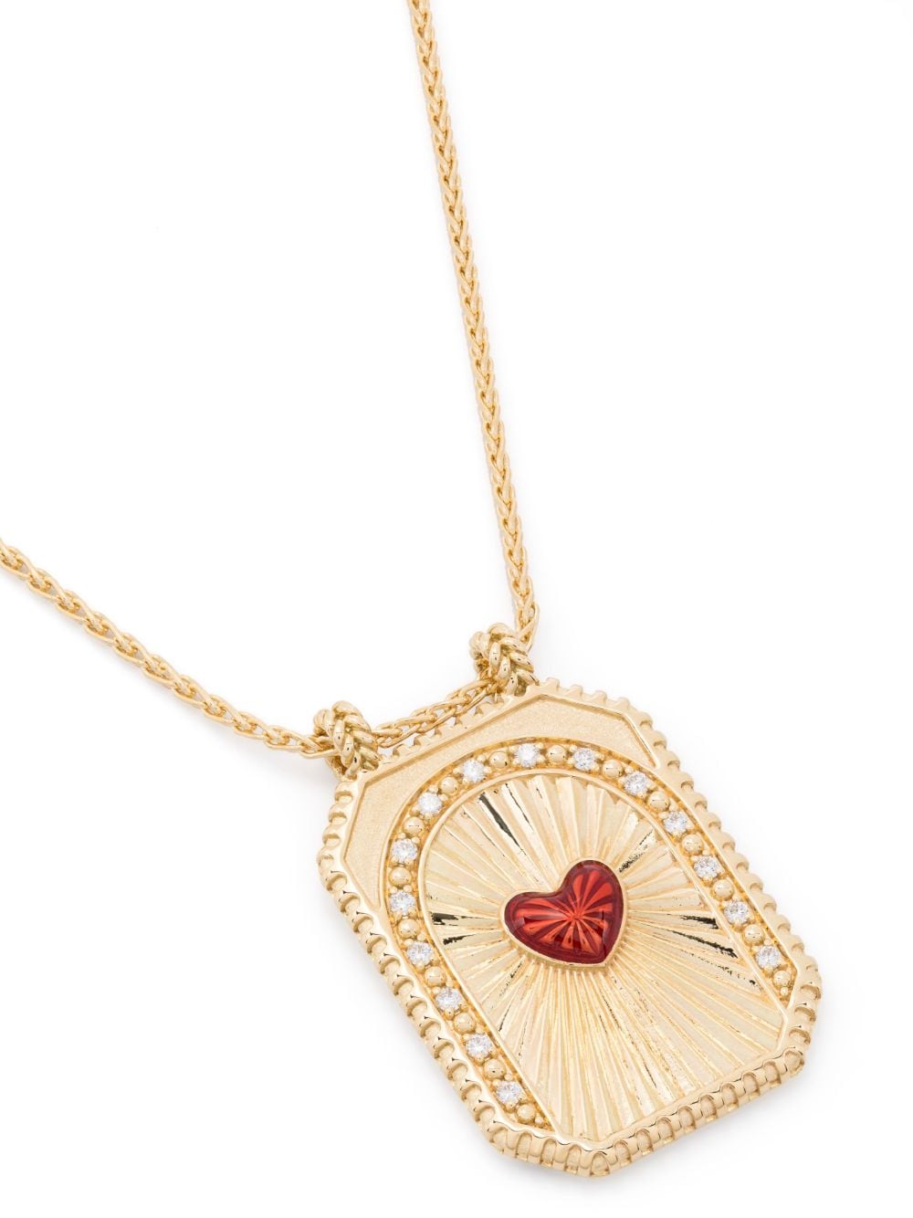 Shop Marie Lichtenberg 18kt Yellow Gold Heart Scapular Diamond Necklace In 金色