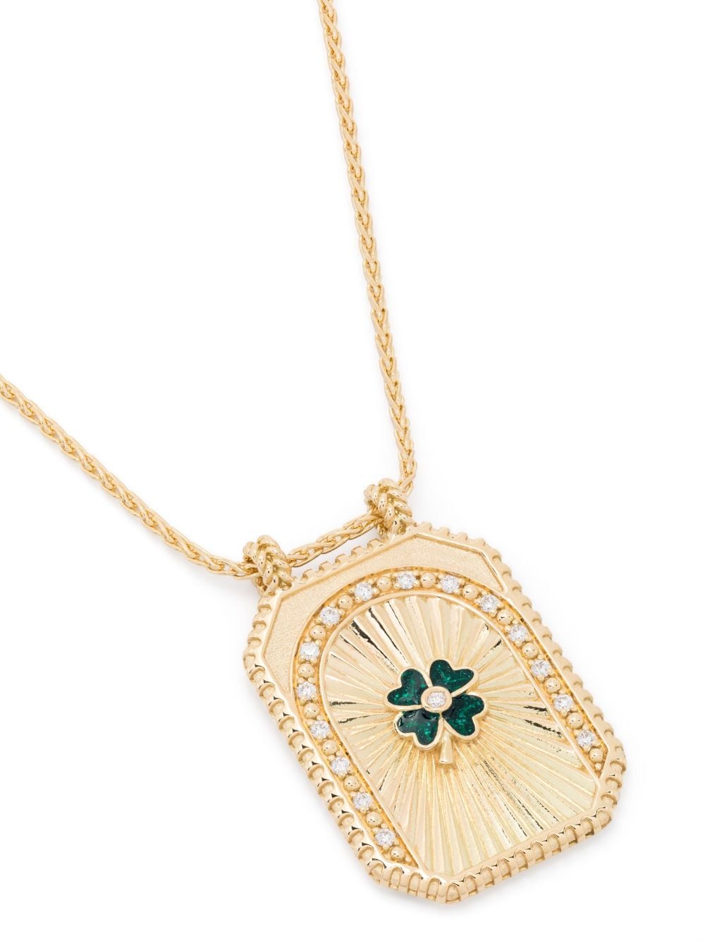 Shop Marie Lichtenberg 18kt Yellow Gold Clover Scapular Diamond Necklace In 金色