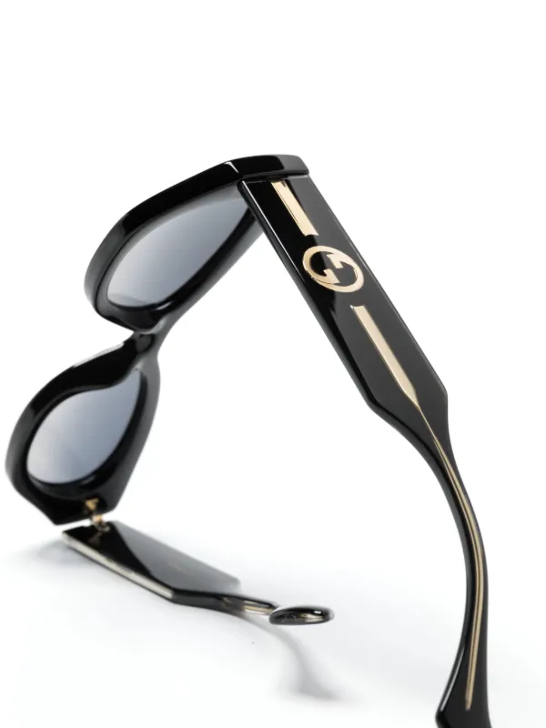 Gucci Eyewear オーバルフレーム サングラス | ブラック | FARFETCH JP