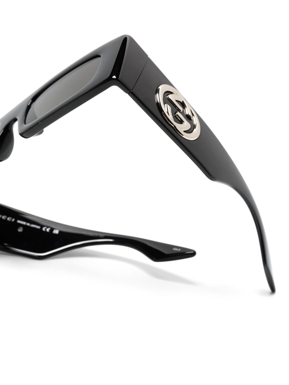 Shop Gucci Double G Rectangular-frame Sunglasses In Black