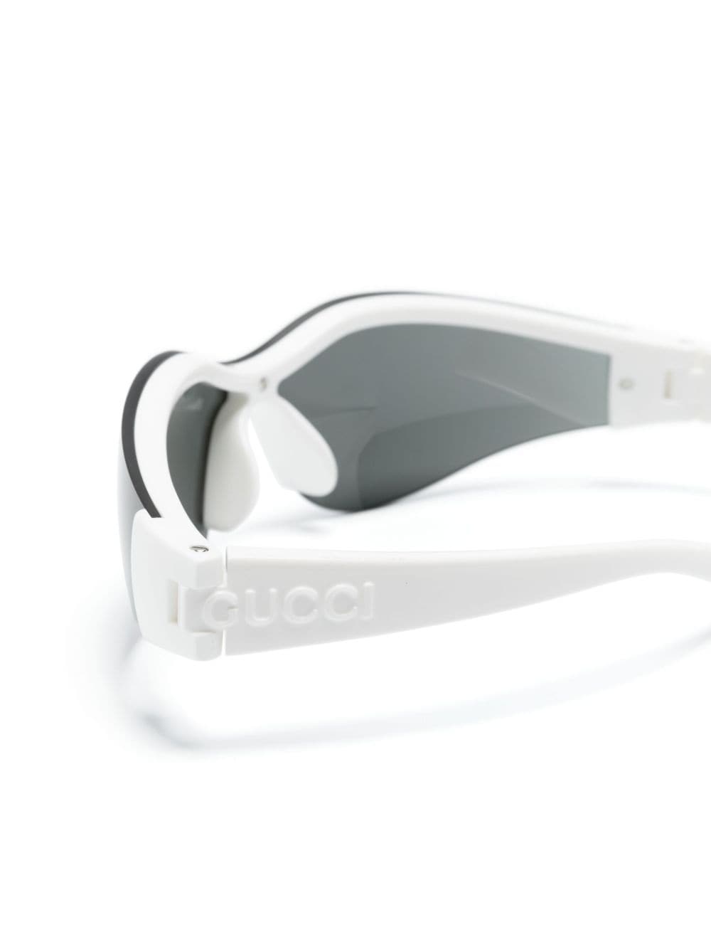 Shop Gucci Interlocking G Shield-frame Sunglasses In White