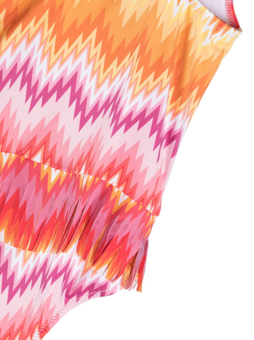 Shop Missoni Zigzag-print Fringed Swimsuit In Pink