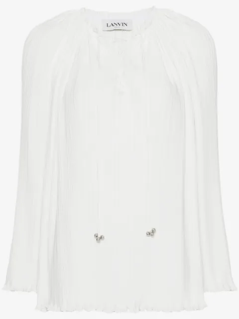 Lanvin plissé lace-up blouse