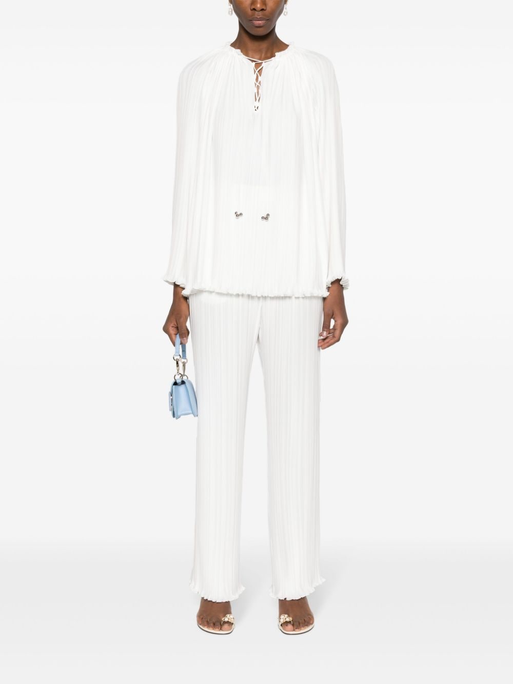 Shop Lanvin Straight-leg Pleated Trousers In Weiss