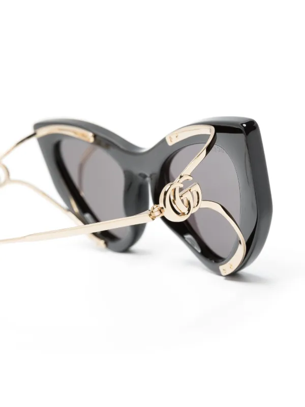 GUCCI キャットアイサングラス ブラック Gucci Eyewear キャットアイ サングラス | ブラック | FARFETCH JP