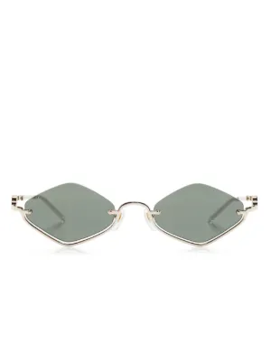 Gucci Eyewear half-rim geometric-frame Sunglasses | Gold | FARFETCH