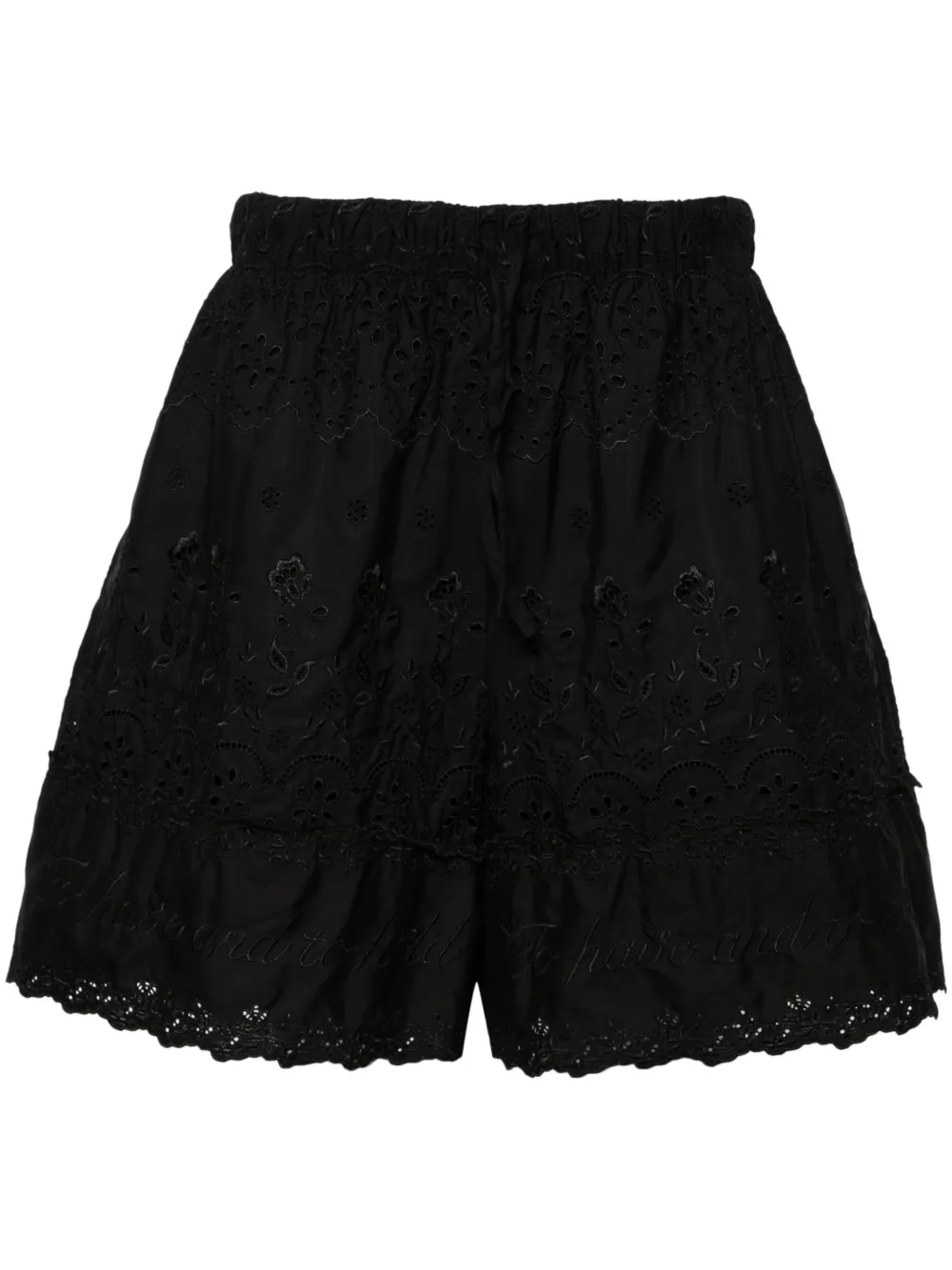 Shop Simone Rocha Broderie-anglaise Cotton Shorts In Black