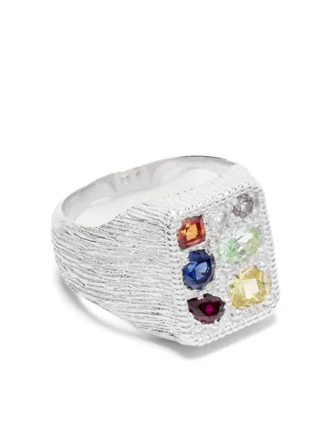 Bleue Burnham Cottage Garden multi-sapphire signet ring 