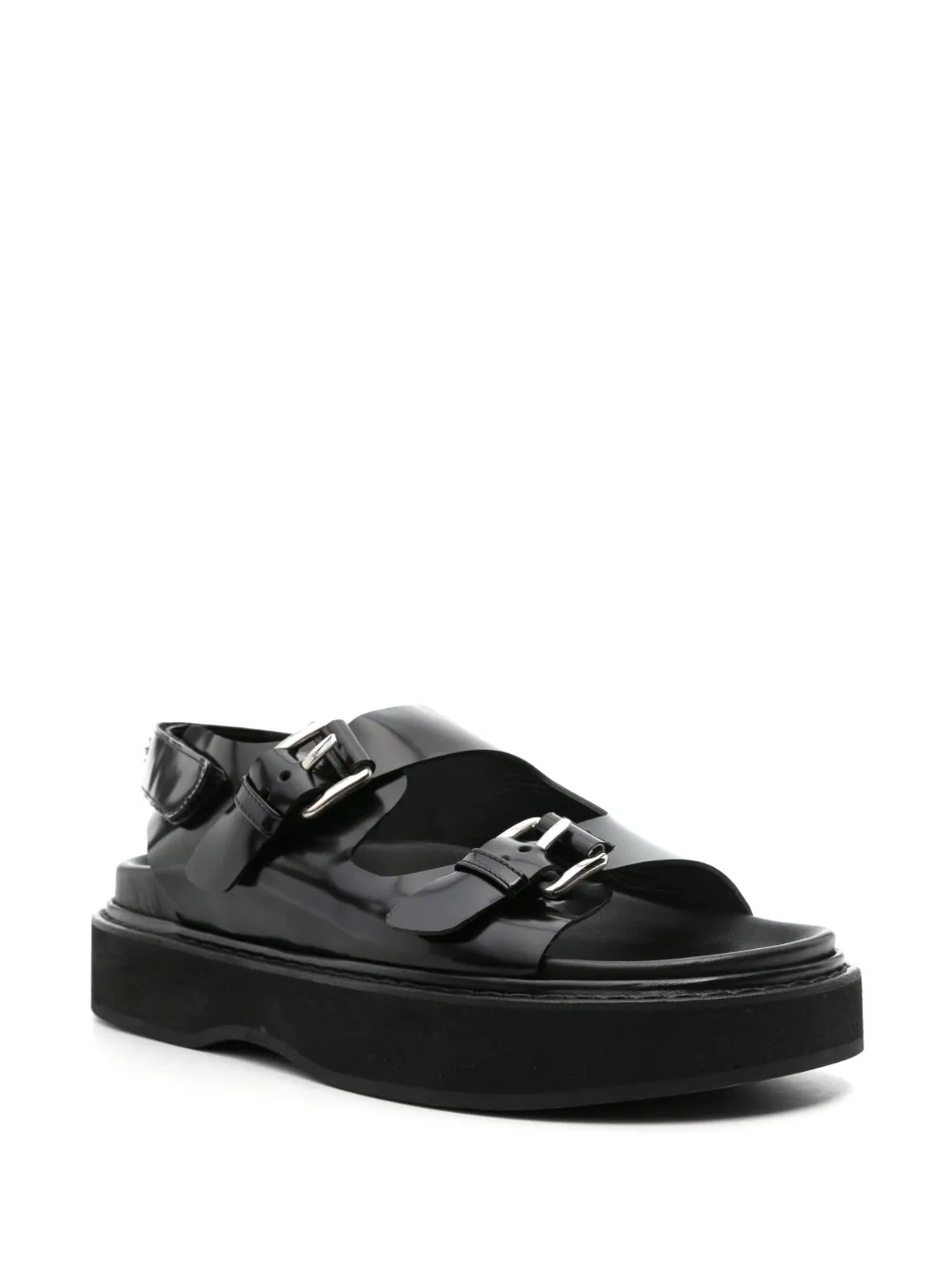 Simone Rocha Leren sandalen met plateauzool - Zwart