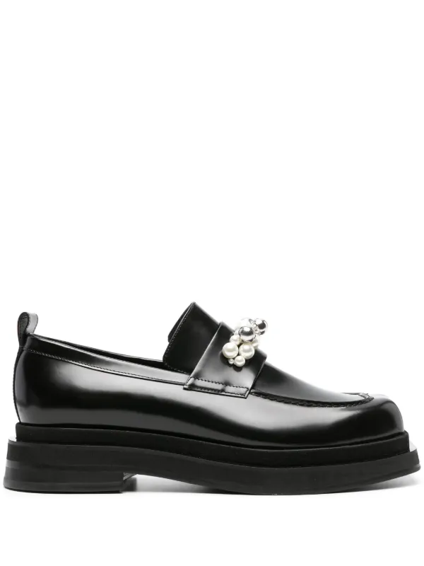 Simone Rocha Pearl-detail Leather Loafers in Black