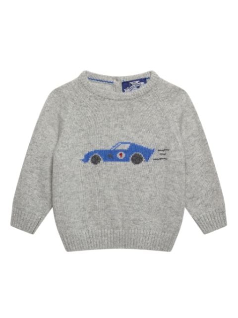 Trotters Sebastian Car intarsia-knit jumper