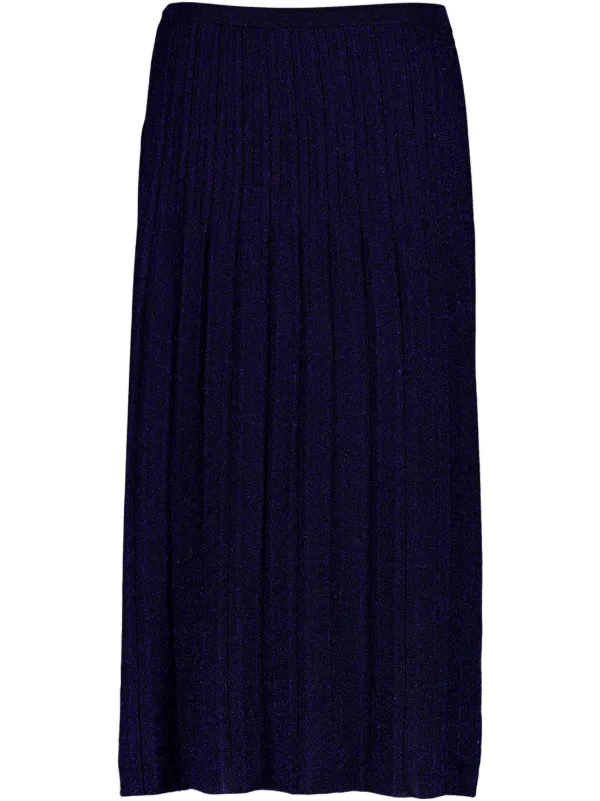Zimmermann Ribbed Lurex Midi Skirt in Blue