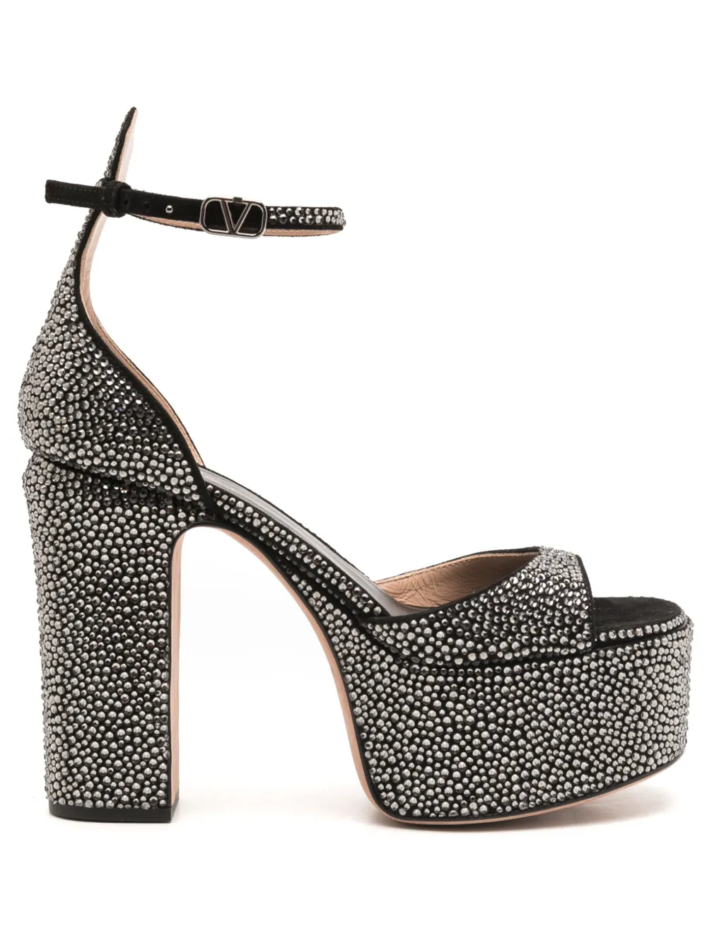 Valentino Garavani Sandali Tan-Go 155mm con strass - Nero