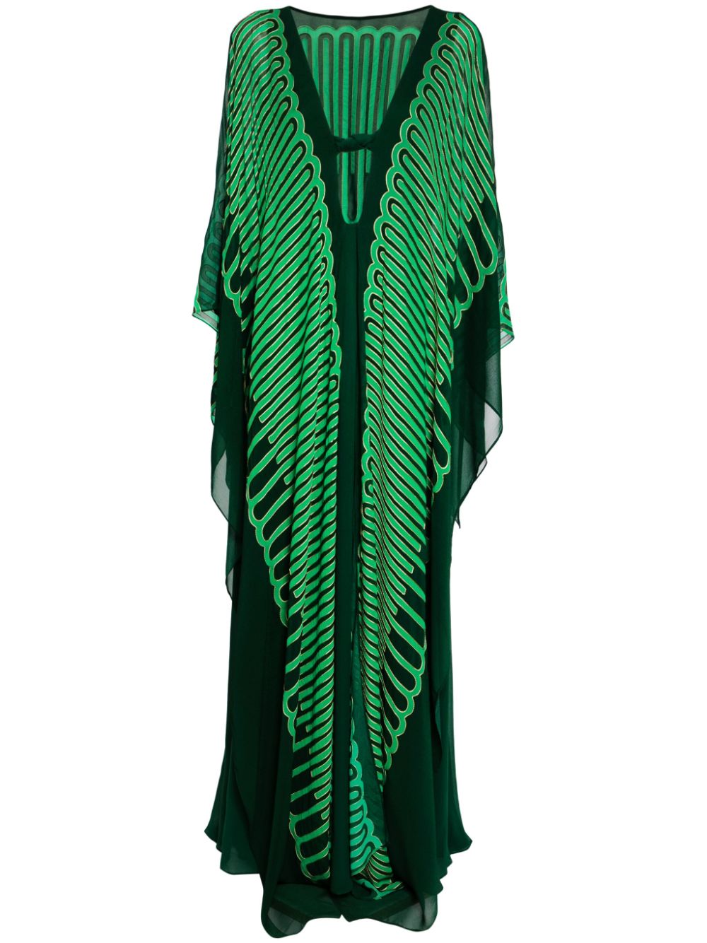Shop Johanna Ortiz Tejiendo El Tropico Kaftan Dress In Green
