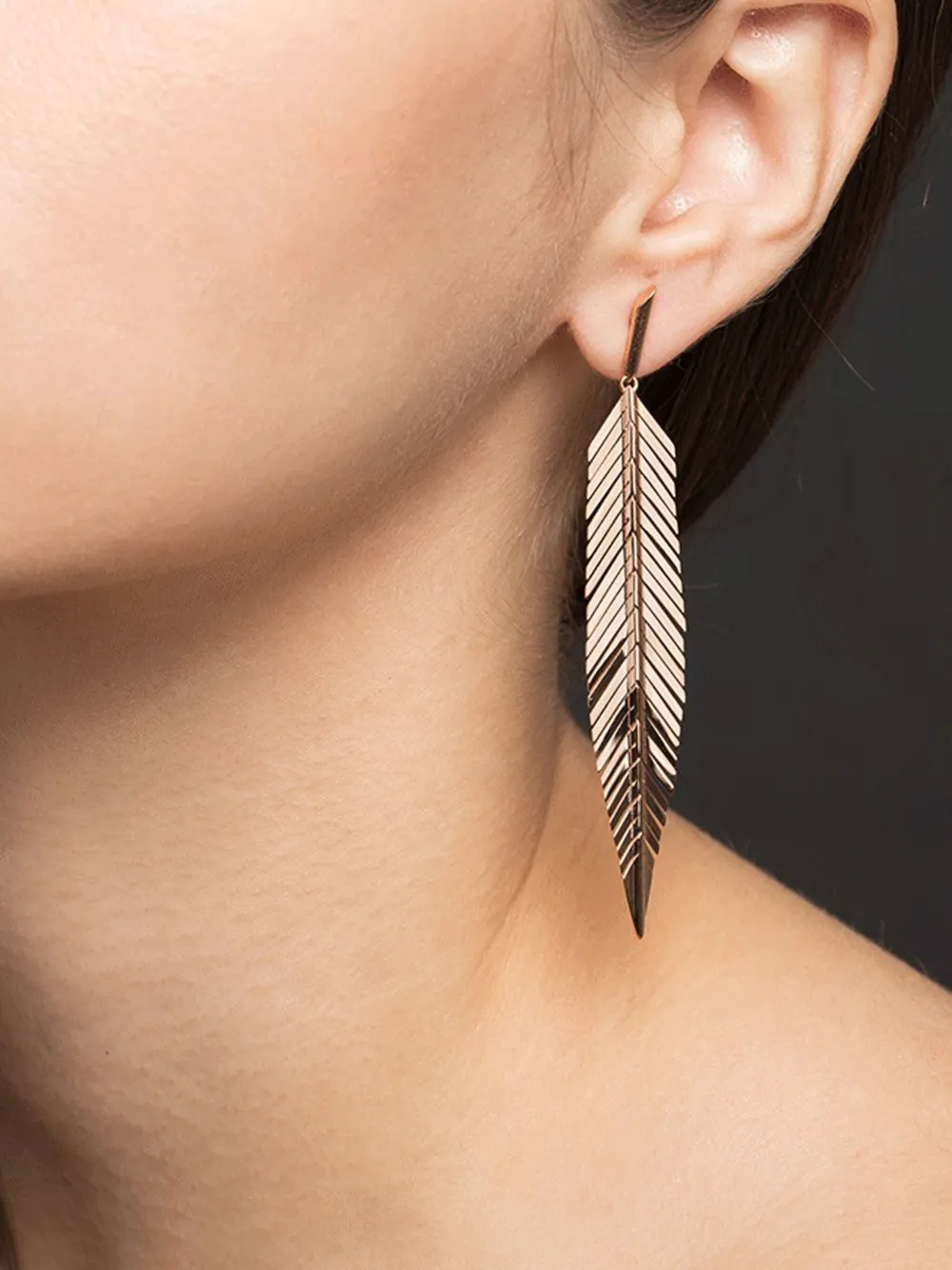 Cadar aretes Feather en oro rosa de 18kt | Image 2