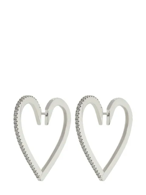 Cadar aretes Heart en oro blanco de 18kt con diamantes