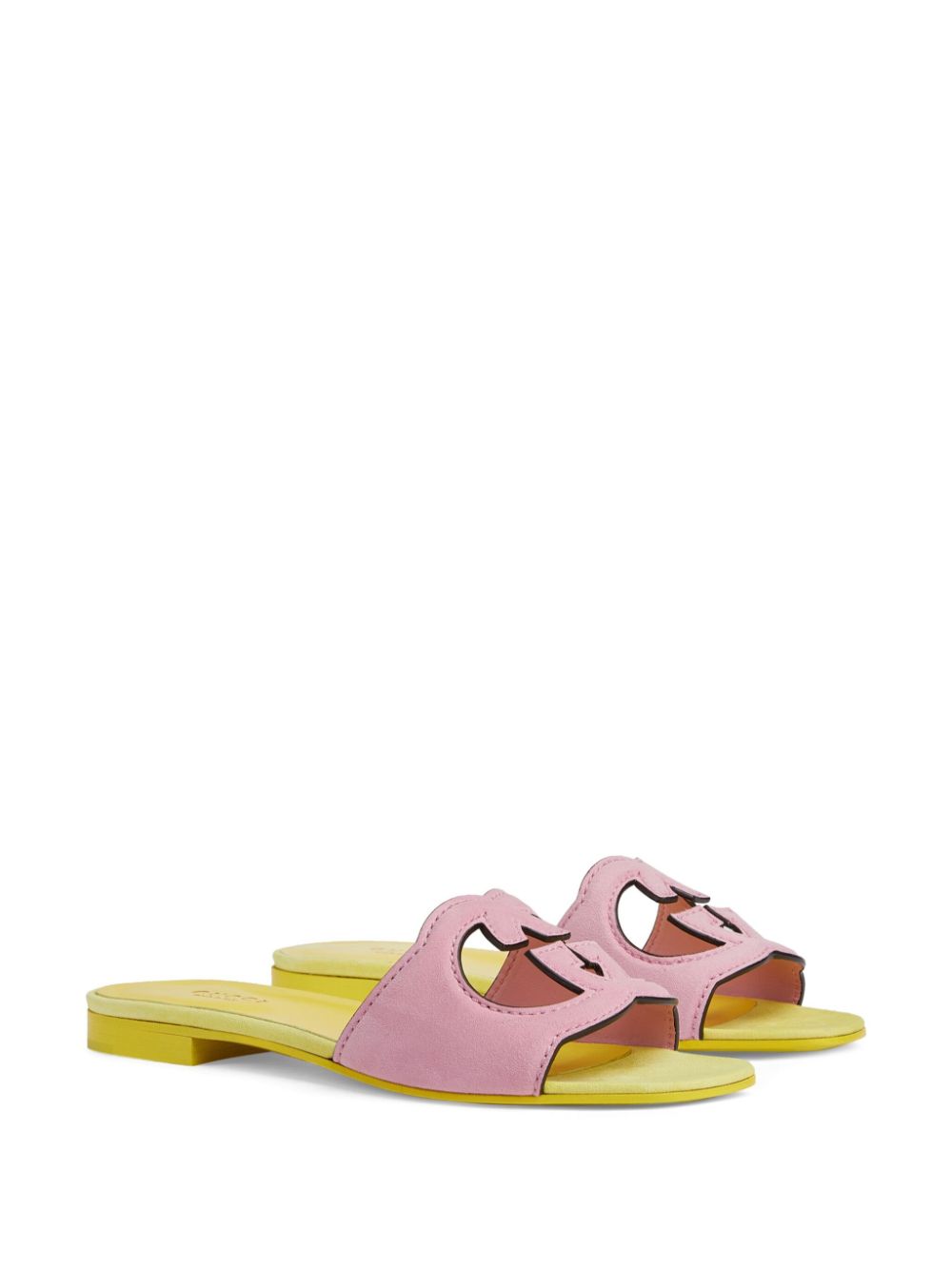 Gucci Interlocking GG cut-out leather sandals - Roze