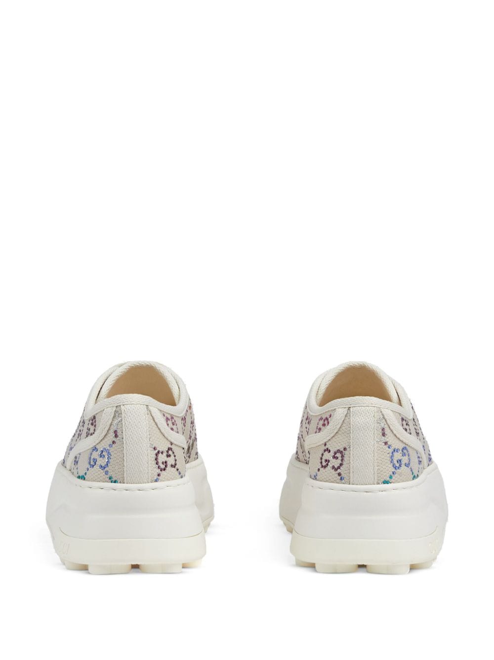 Shop Gucci Gg-embellished Lace-up Sneakers In Nude