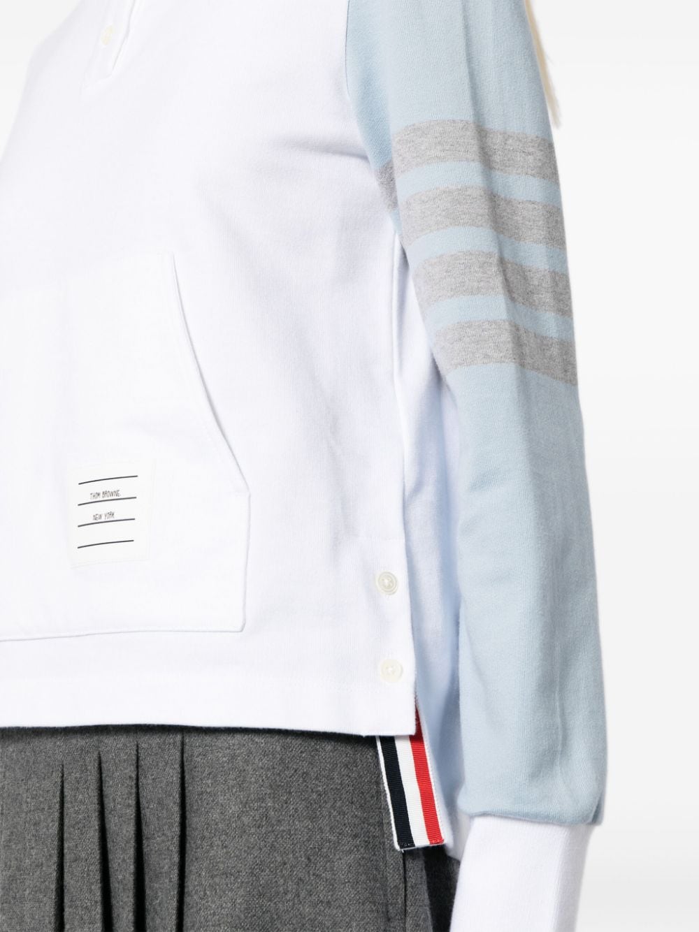 Shop Thom Browne Funmix 4-bar Cotton Hoodie In White
