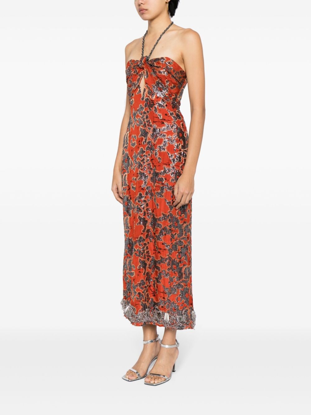 Shop Johanna Ortiz Full Moon Jacquard Maxi Dress In Orange