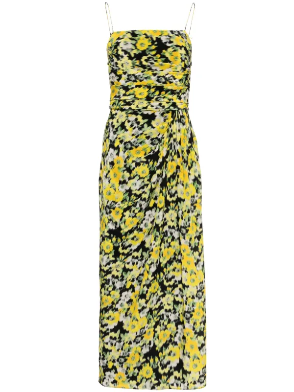 Adam Lippes Floral-print Midi Dress in Yellow