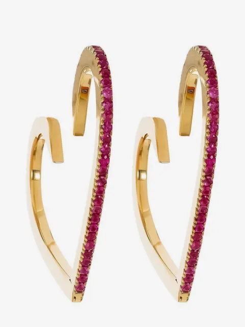 Cadar 18kt yellow gold Heart ruby earrings