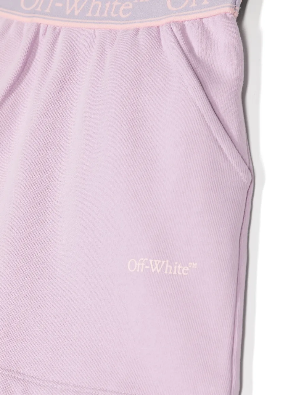 Shop Off-white Logo-waistband Cotton Miniskirt In Purple