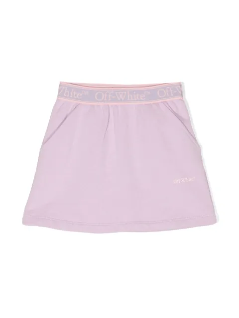 Off-White Kids logo-waistband cotton miniskirt