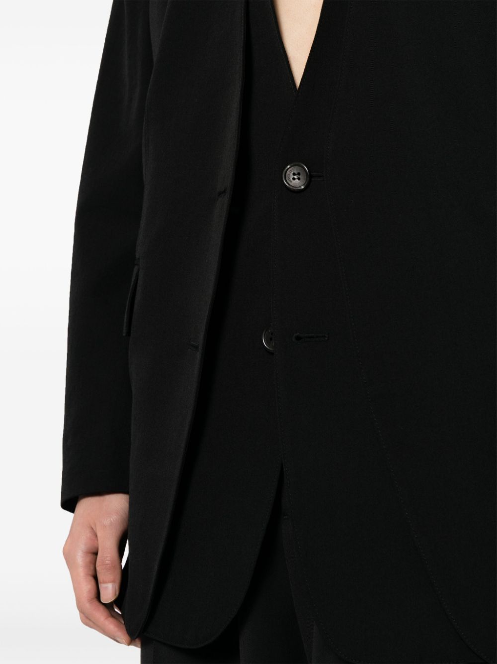 Shop Songzio Layered Wool Collarless Blazer In Black