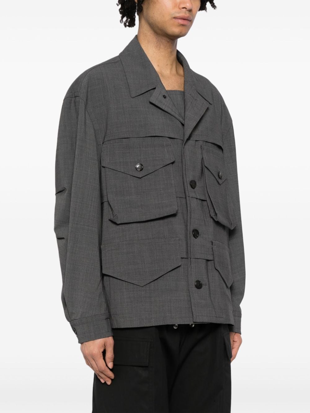 Shop Songzio Layered Field Jacket In Grey