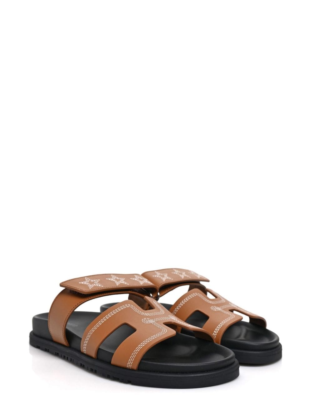 Pre-owned Hermes  Star Chypre Leather Sandals In Brown