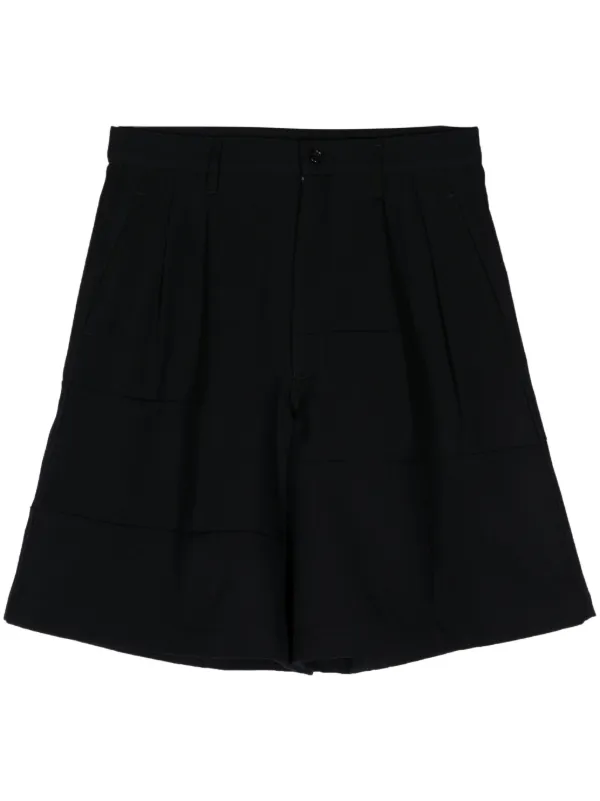 Comme Des Garcons Shirt Pleated Wool Shorts Blue FARFETCH AO