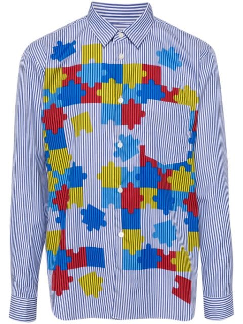 Comme des Garçons Homme Deux puzzle-print striped shirt