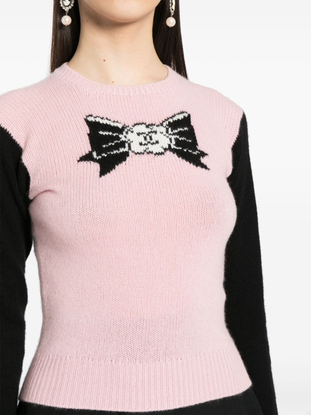 CHANEL 1995 bow-intarsia cashmere jumper Women