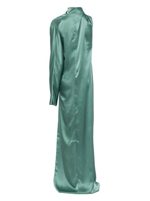 single-sleeve draped gown