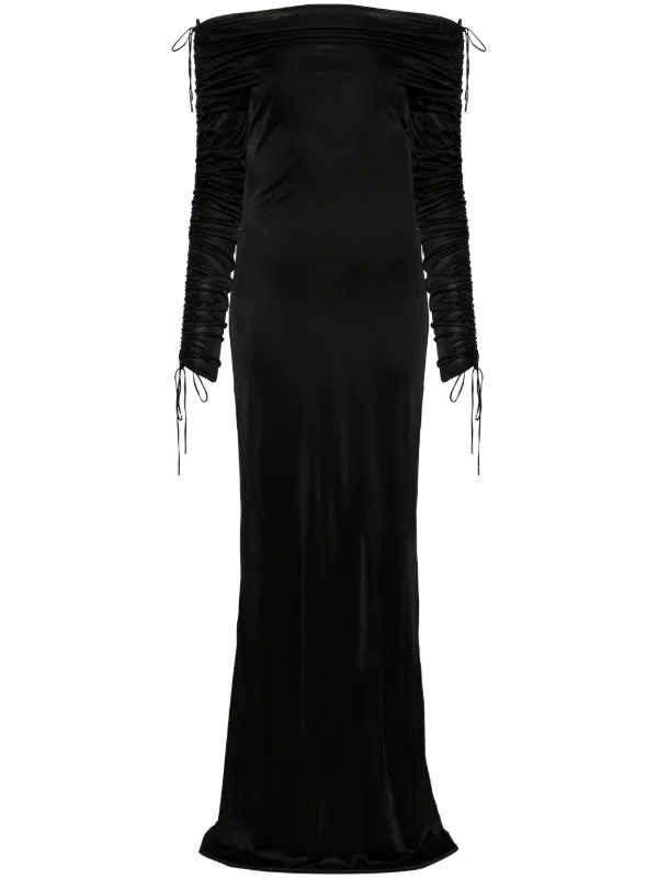 Atlein off-shoulder Ruched Gown | Black | FARFETCH GE