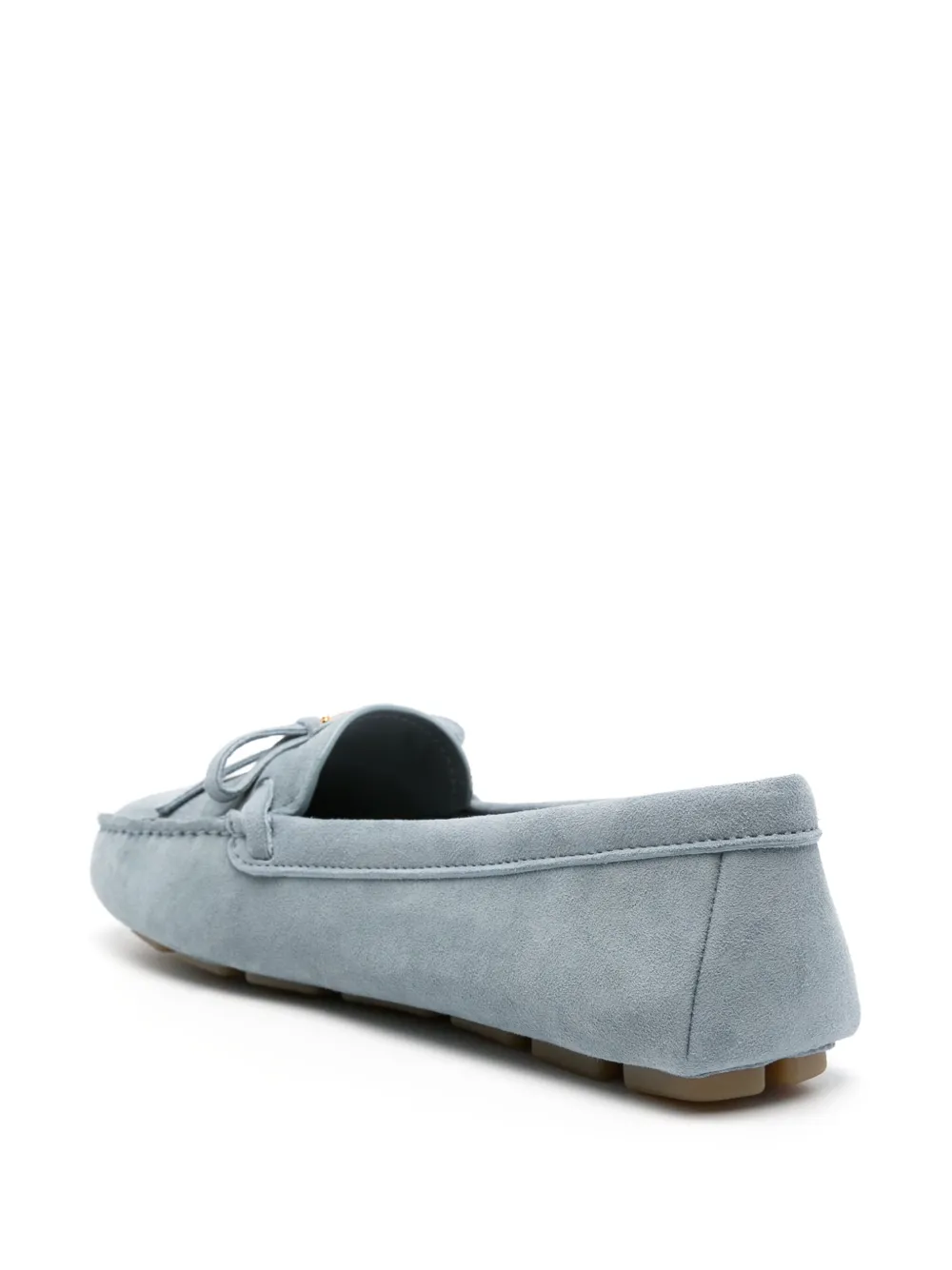 Prada enamel-logo suede driving shoes Blue