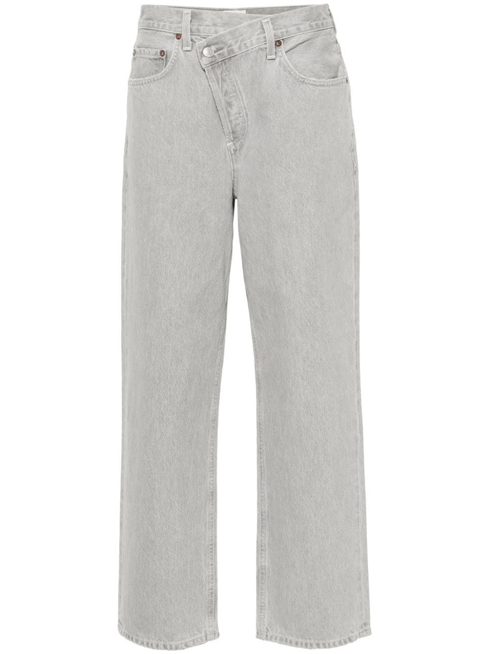 Shop Agolde Criss Cross High-waist Straight-leg Jeans In Grey