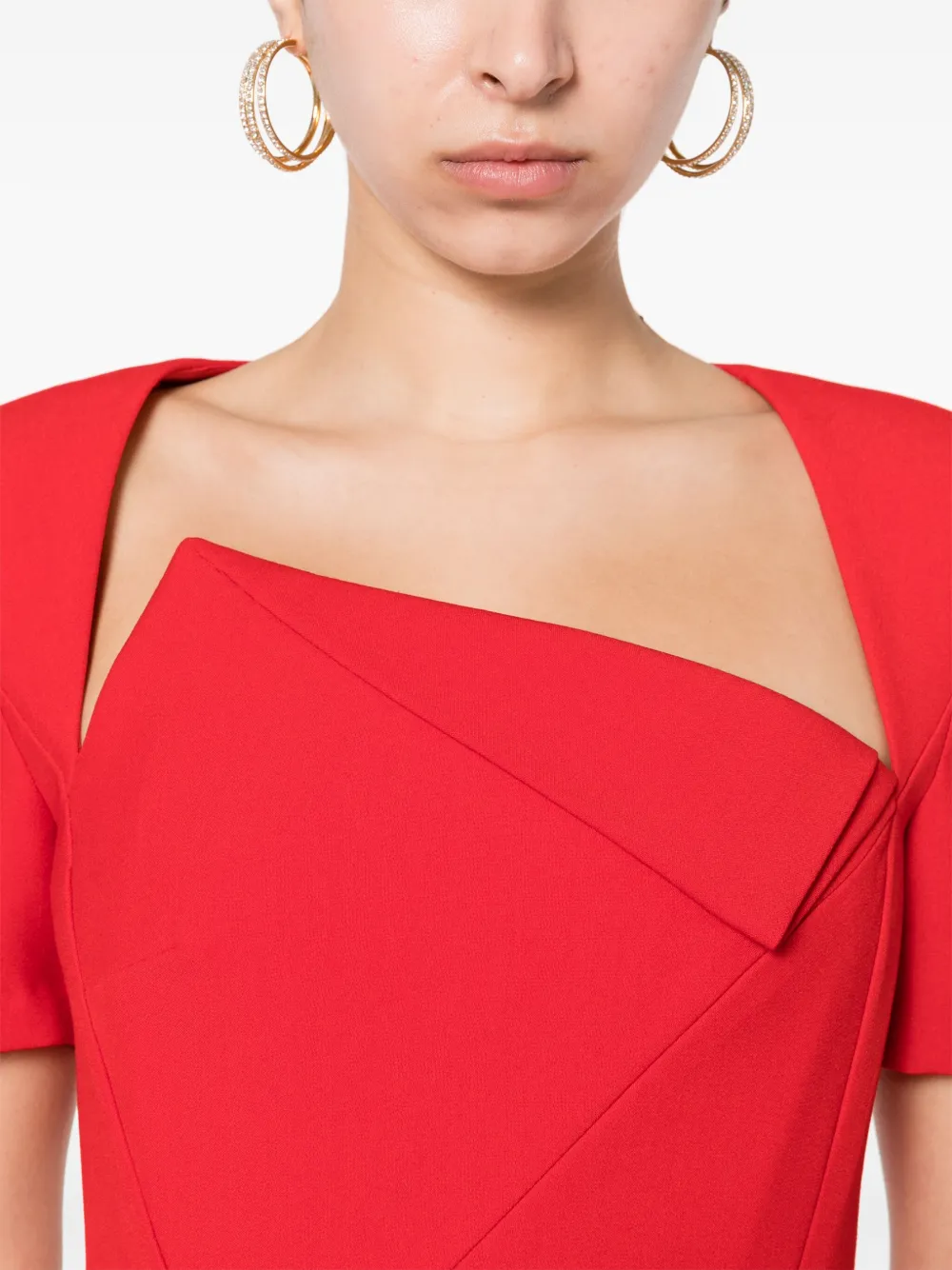 Roland Mouret Crêpe peplum midi-jurk Rood