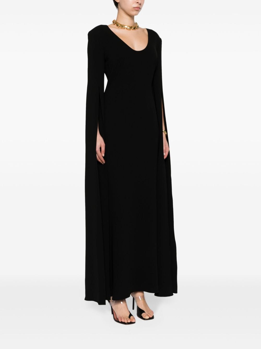 Shop Roland Mouret Slit-sleeves Maxi Dress In Black