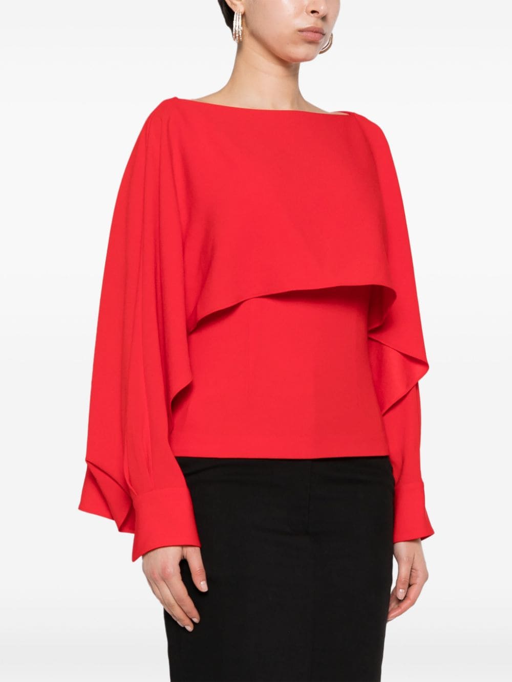 Shop Roland Mouret Layered Crepe Blouse In Red