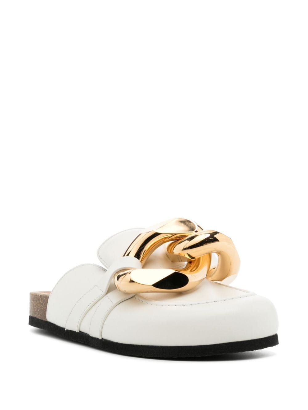 Shop Jw Anderson Chain Leather Mules In White