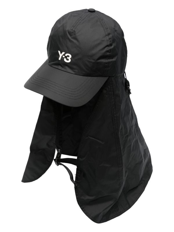 Y-3 logo-embroidered Neck-Flap Hat - Black