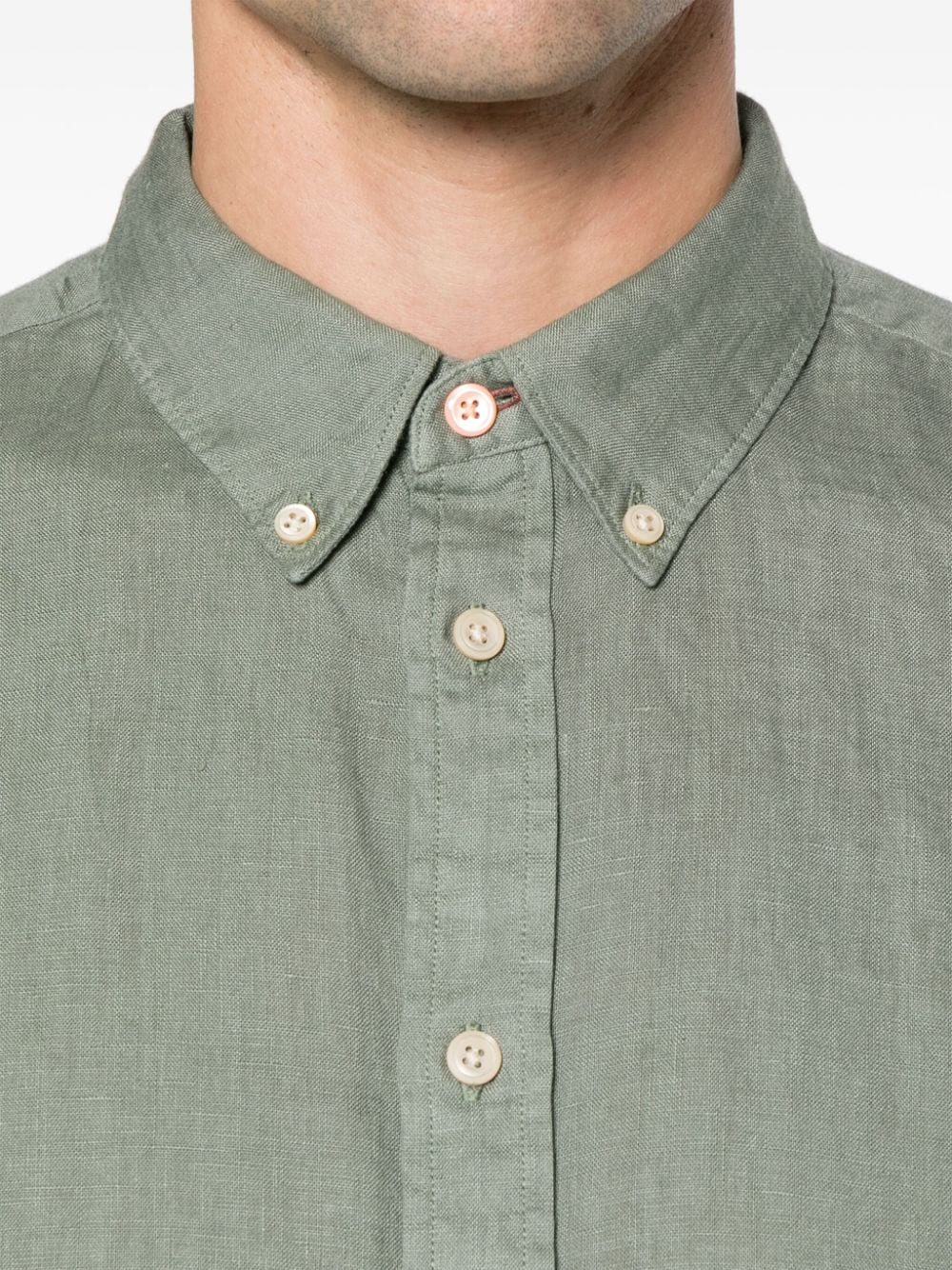 Shop Ps By Paul Smith Button-down Linen Shirt In Green
