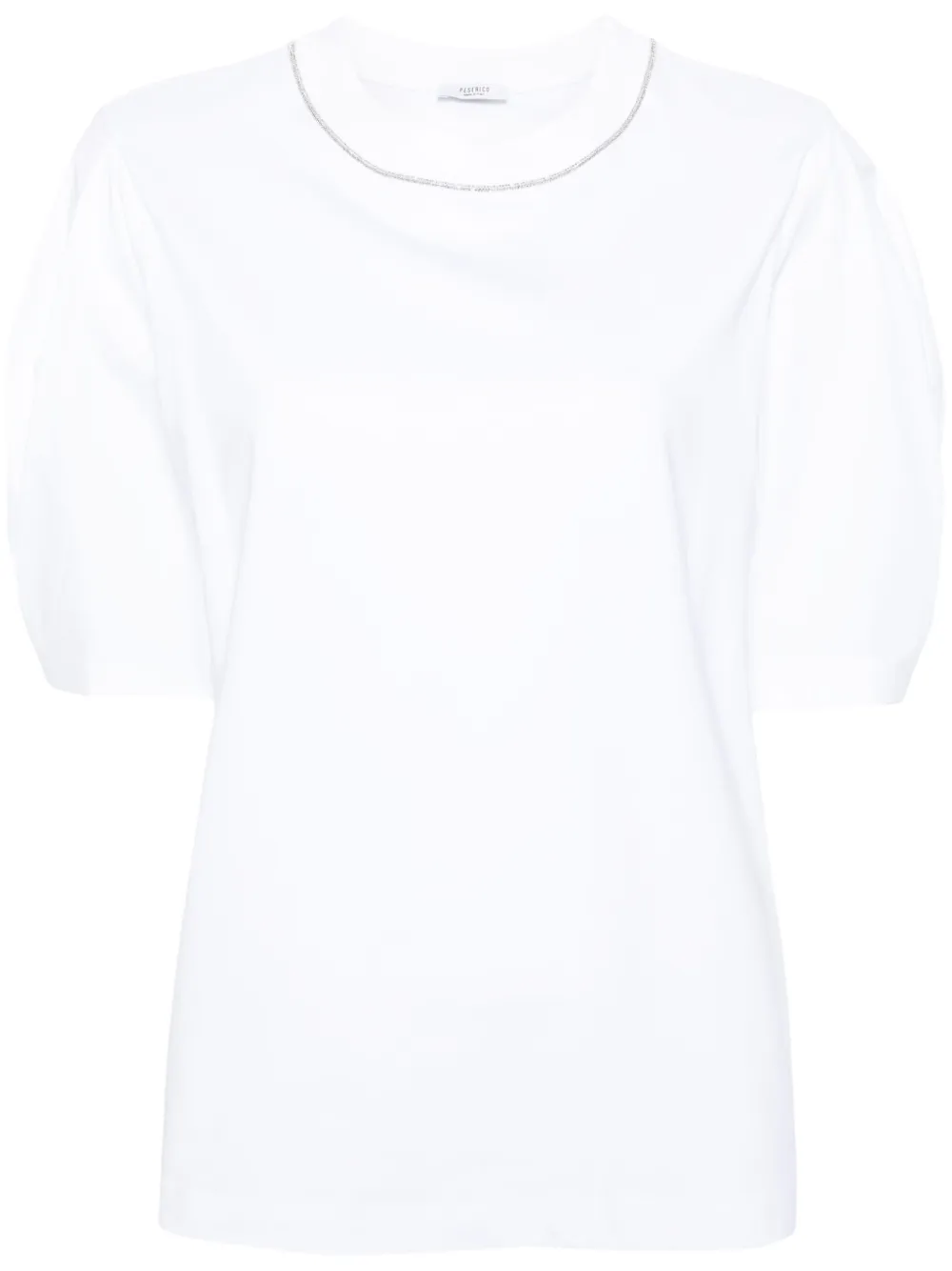 Peserico Bead-trim Stretch-cotton T-shirt In White