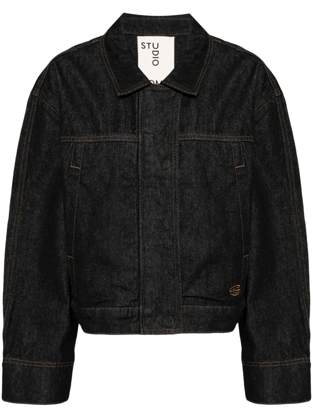 Studio Tomboy Concealed-fastening Denim Jacket In Black